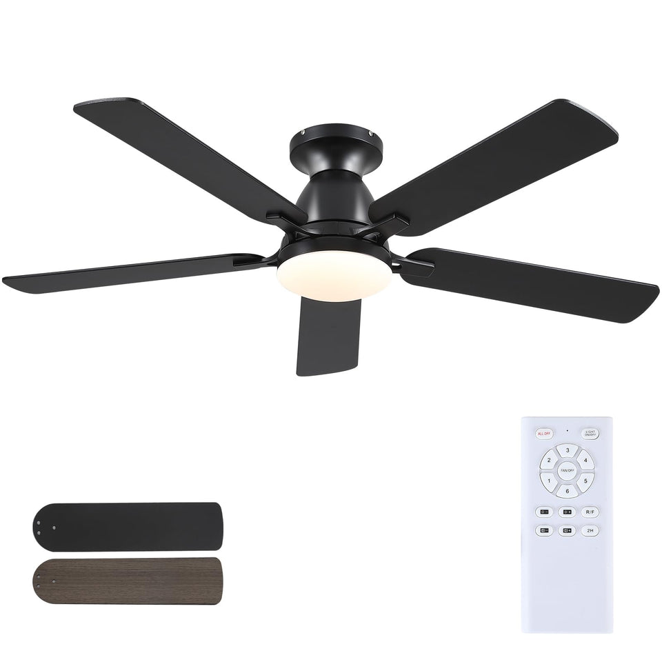 Mpayel 52-inch black ceiling fan with light for versatile indoor cooling.