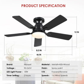 Mpayel flush mount black ceiling fan blending with contemporary ceilings