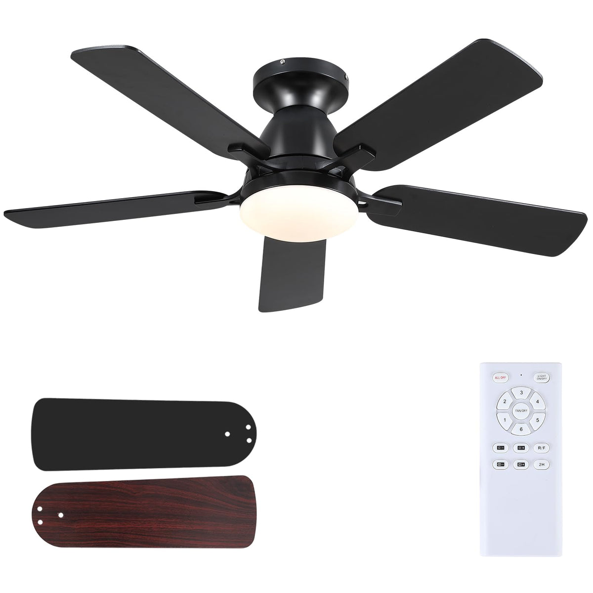 Mpayel low-profile ceiling fan with light for compact spaces in a modern living room