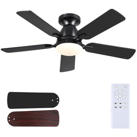Mpayel low-profile ceiling fan with light for compact spaces in a modern living room