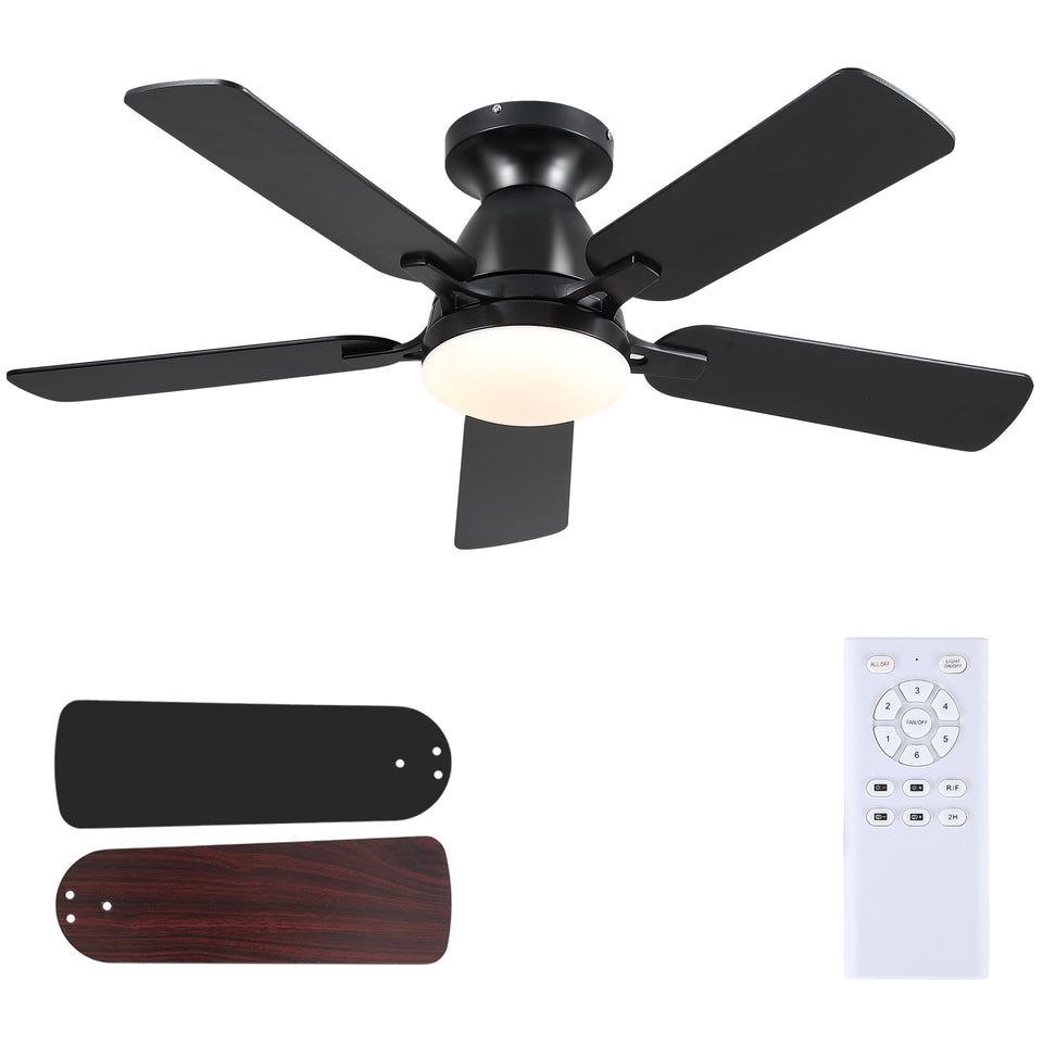 Mpayel low-profile ceiling fan with light for compact spaces in a modern living room