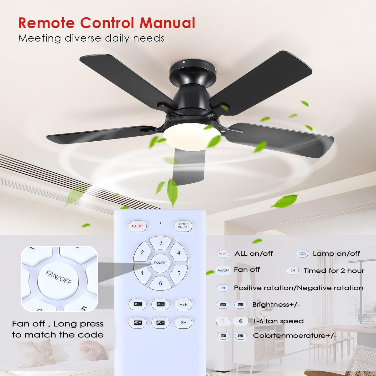 Mpayel modern black ceiling fan with light enhances bedrooms or patios