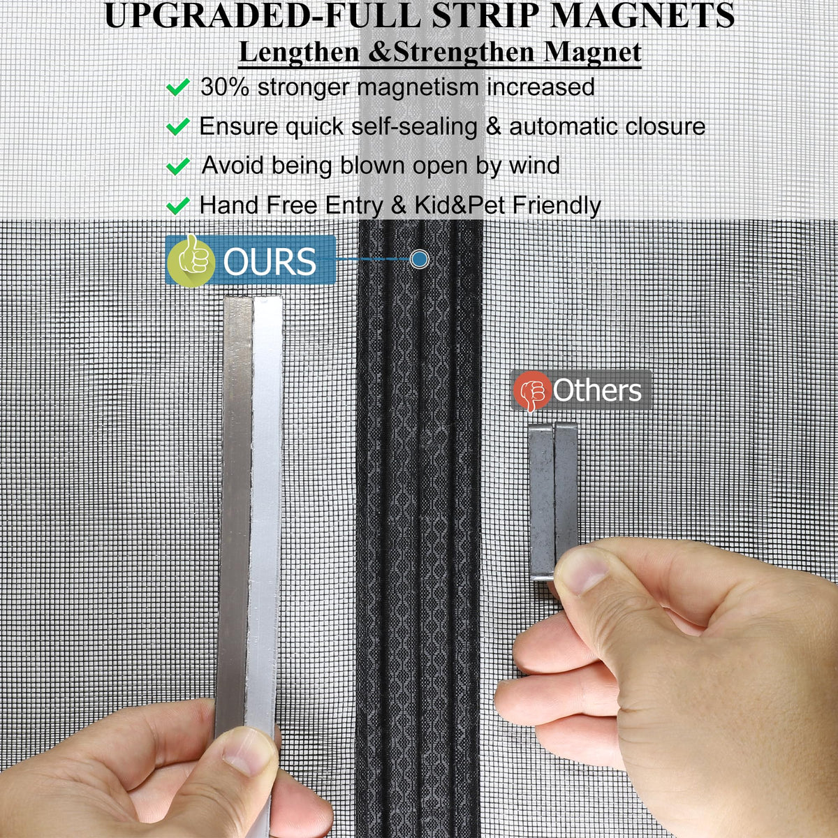 No-tools installation of Mpmedo magnetic screen door with full-frame tape