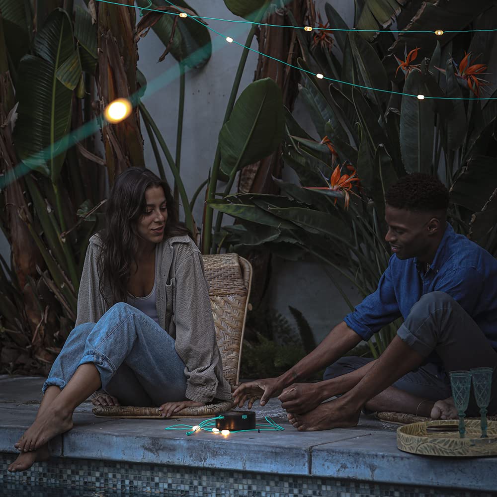 Collapsible base of MPOWERD Luci solar string lights for compact storage
