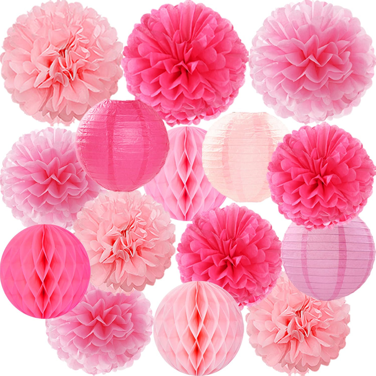 Mprocherify 12-inch pink paper flowers brighten a party backdrop