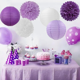 Mprocherify tissue pom poms add soft color to ceilings in party spaces