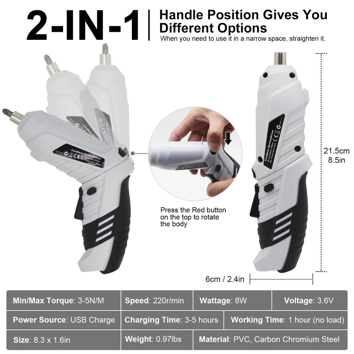 MQFORU screwdriver delivers smooth 180 RPM torque for fast assembly.