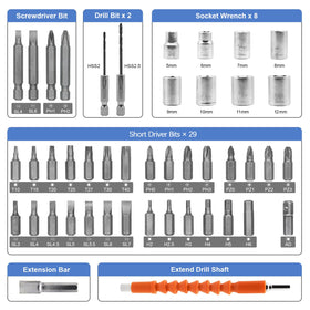 MQFORU 47-piece bit kit spread for versatile DIY projects