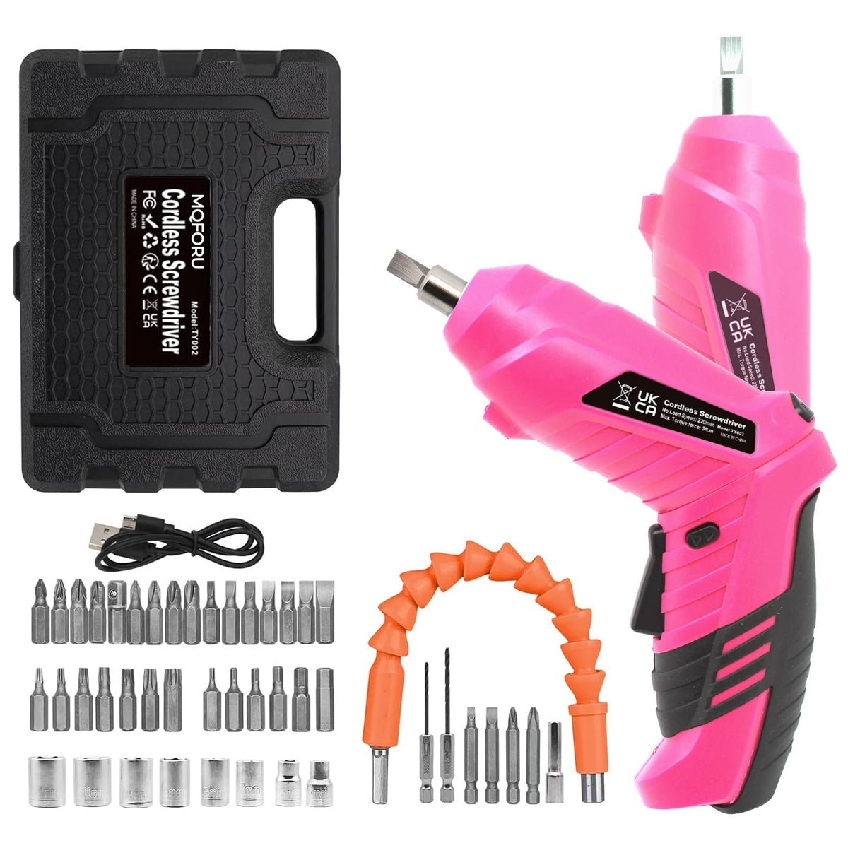 MQFORU pink cordless screwdriver kit for quick home repairs