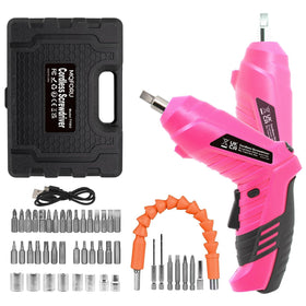 MQFORU pink cordless screwdriver kit for quick home repairs