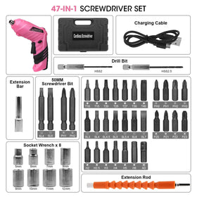 MQFORU pink LED-light screwdriver for precise work