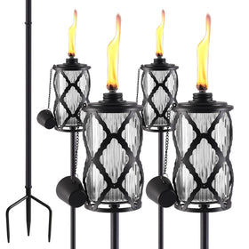 MQKIWAO glass citronella torch assembly enhances outdoor lighting and style