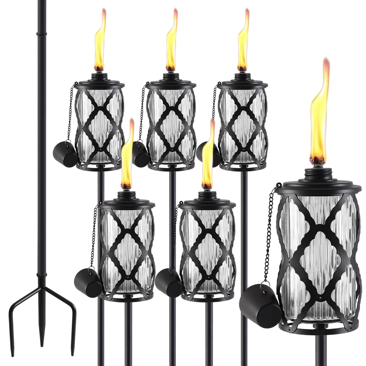 MQKIWAO glass citronella torch head illuminates outdoor spaces with a subtle glow