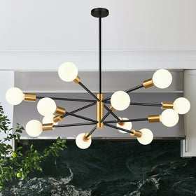 MQMQA 33-inch modern chandelier with 12 lights, ideal over dining table
