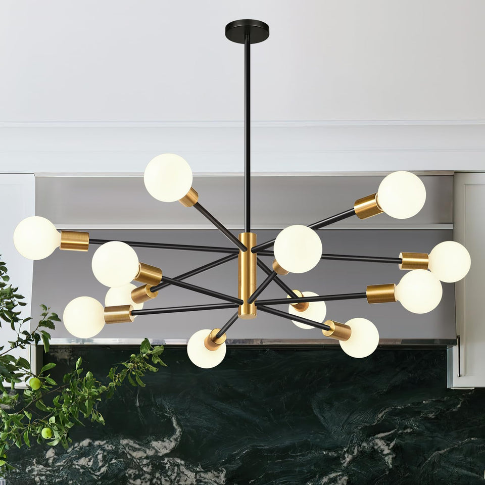 MQMQA 33-inch modern chandelier with 12 lights, ideal over dining table