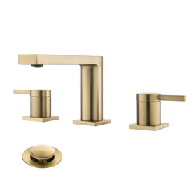 MR. FAUCET luxury brass widespread faucet spout highlights modern elegance and smooth water control.