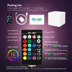 Mr.Go provides four lighting effects for different decorative scenes.