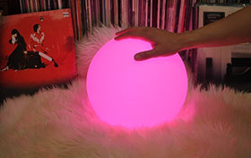 Mr.Go floatable glow ball for decorative poolside lighting.