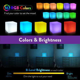 Mr.Go rechargeable LED cube night light powered by built-in lithium battery.