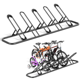 Mr IRONSTONE floor bike rack overview showing five-slot storage for multiple bikes