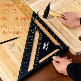 Mr. Pen rafter square features durable, rust-resistant aluminum and legible scales.