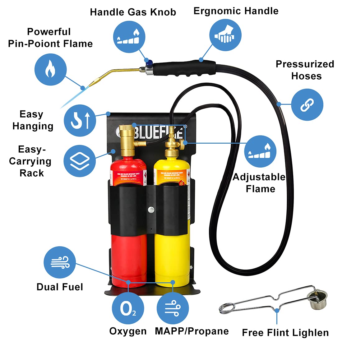 MR. TORCH BLUEFIRE cylinder holder rack keeps gas cylinders organized during work