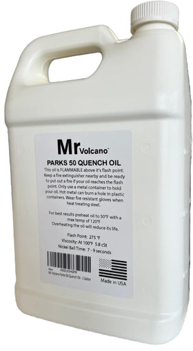 MR VOLCANO Parks 50 bottle ready for fast quench, ideal for shallow-hardening steels.