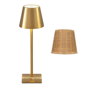 Mr. White outdoor lamp with two shades on a patio creates inviting ambiance.