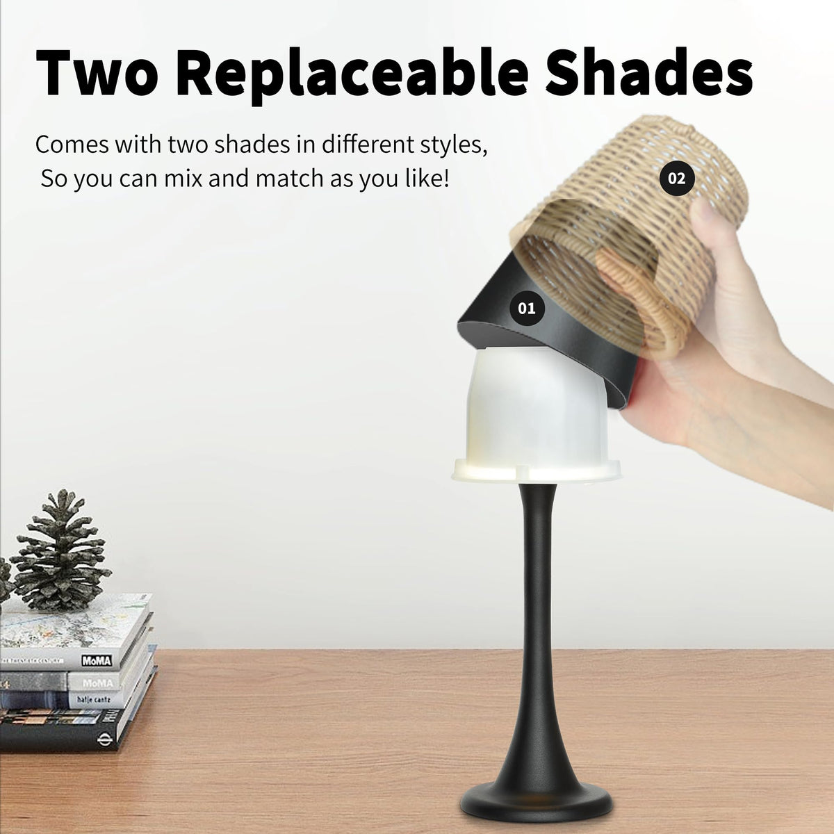 Mr. White table lamp iron shade adds modern dining ambiance.