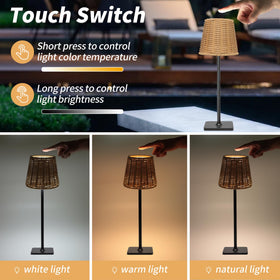 Mr. White USB-C rechargeable lamp with quick charge capability.