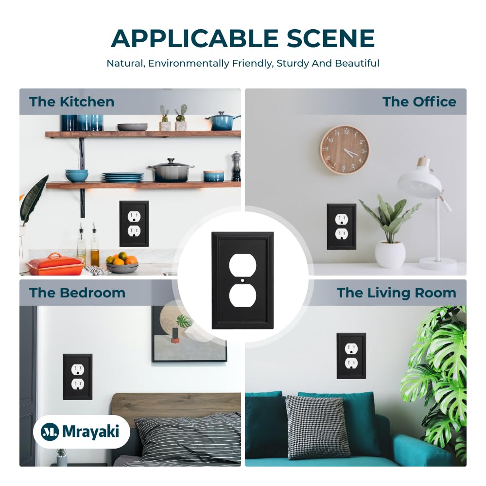 Mrayaki durable matte black wall plate resists moisture and wear