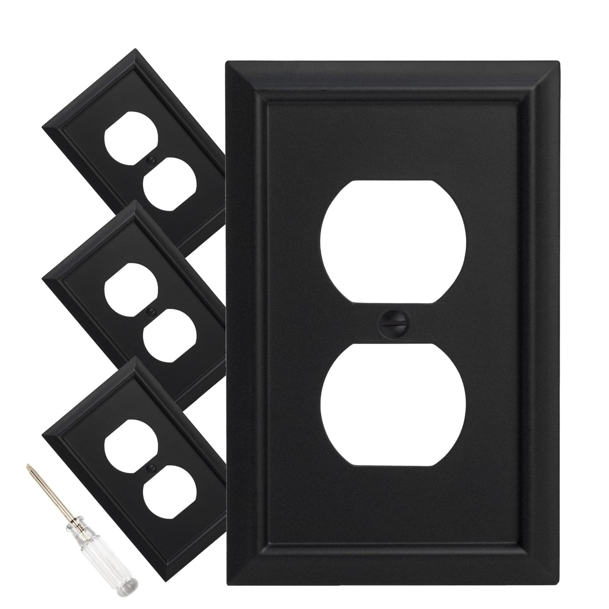 Mrayaki matte black wall plate for 1-gang outlet, durable bamboo fiber finish