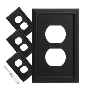 Mrayaki matte black wall plate for 1-gang outlet, durable bamboo fiber finish