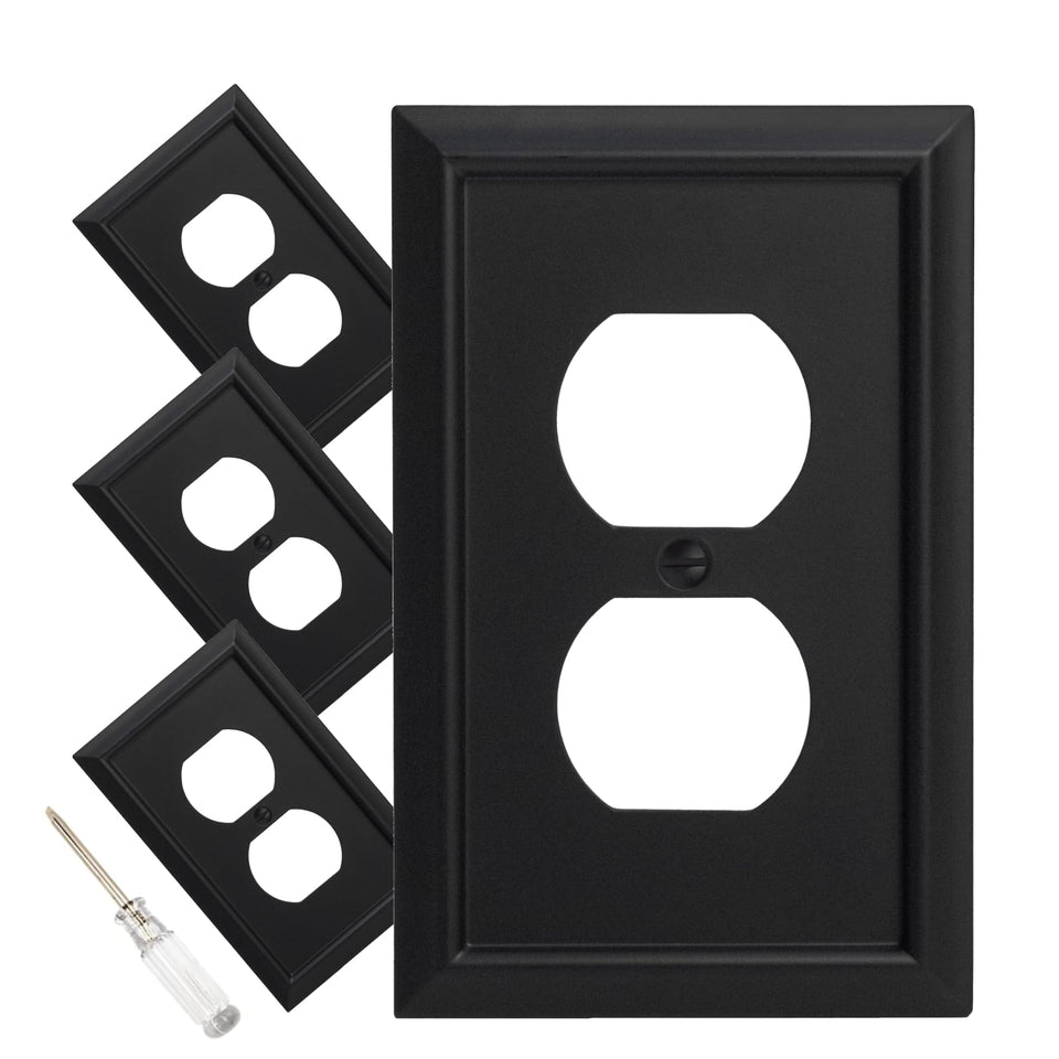 Mrayaki matte black wall plate for 1-gang outlet, durable bamboo fiber finish