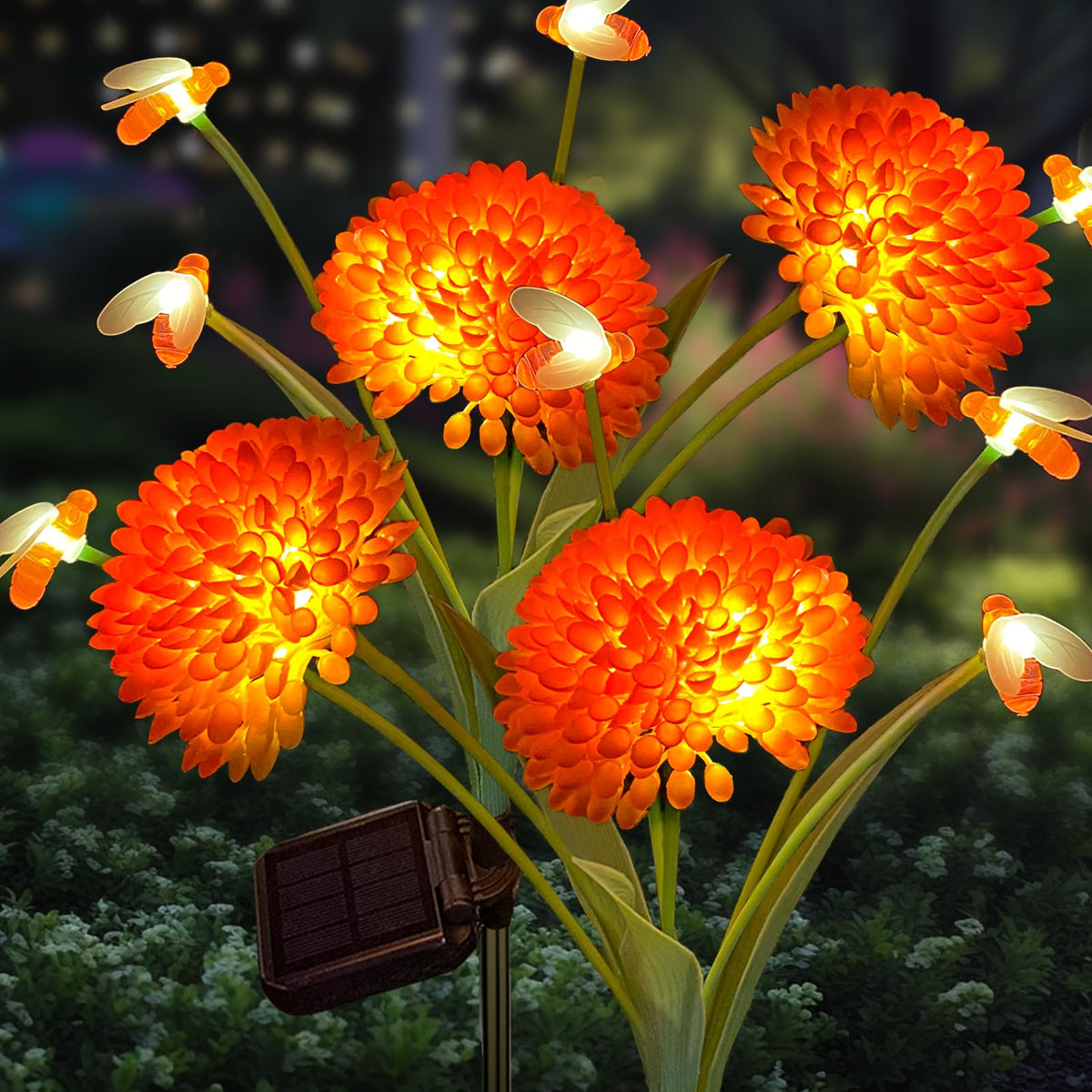 MRHEPHAESTUS solar bee flowers lights brighten outdoor evenings with a romantic glow.