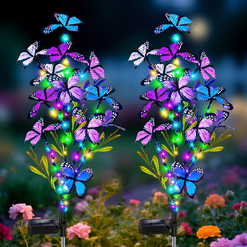 MRHEPHAESTUS solar butterfly lights illuminate the garden with a colorful butterfly display for evenings
