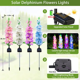 MRHEPHAESTUS solar delphinium pink bloom illuminates walkway