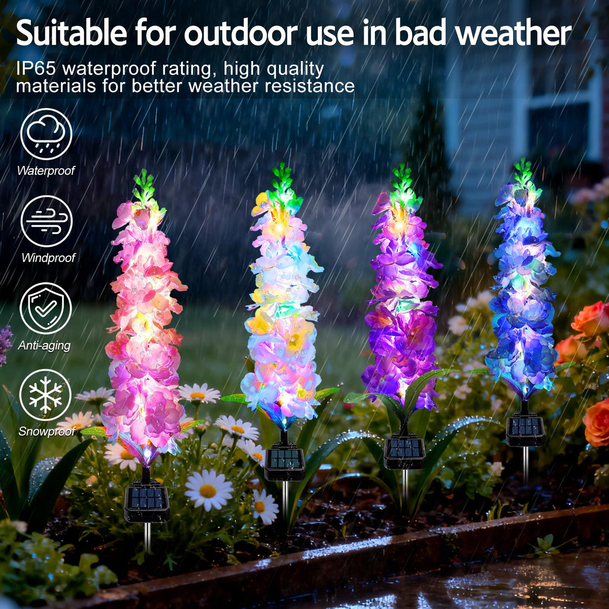 MRHEPHAESTUS delphinium lights offer year-round outdoor ambiance