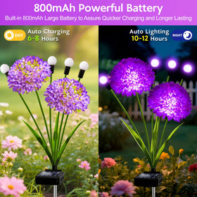 MRHEPHAESTUS solar lights use 800mAh battery for long-lasting outdoor illumination.