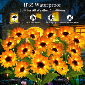 MRHEPHAESTUS solar lights are IP65 waterproof for year-round exterior use.
