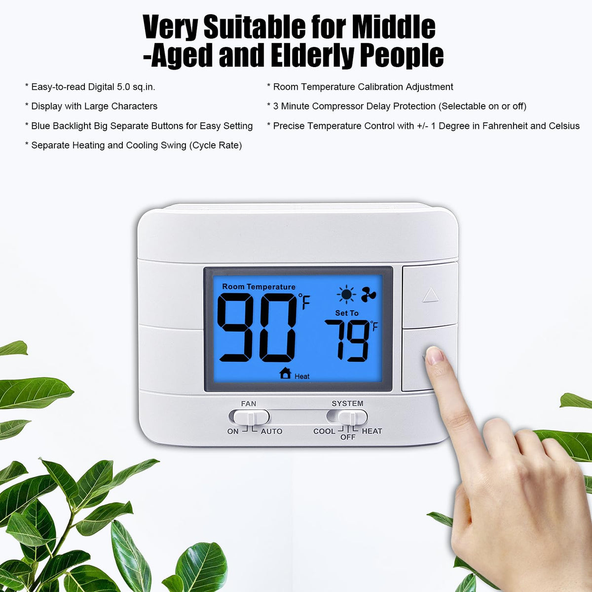 Mroinge thermostat includes compressor delay protection for longer equipment life