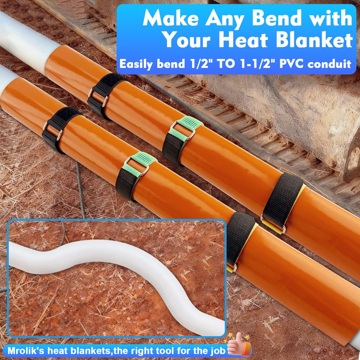 Packaging and warranty information for the Mrolik PVC heat blanket