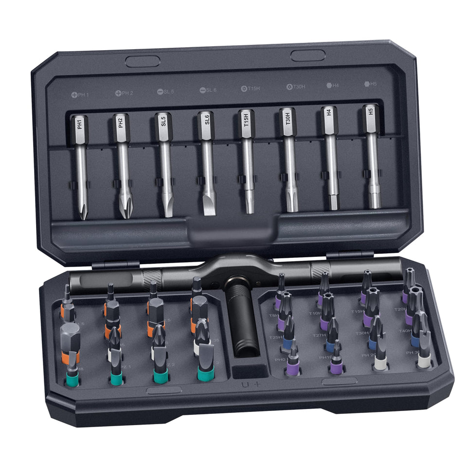MrToNo 42-in-1 magnetic screwdriver set front view, compact ready-to-use repair kit