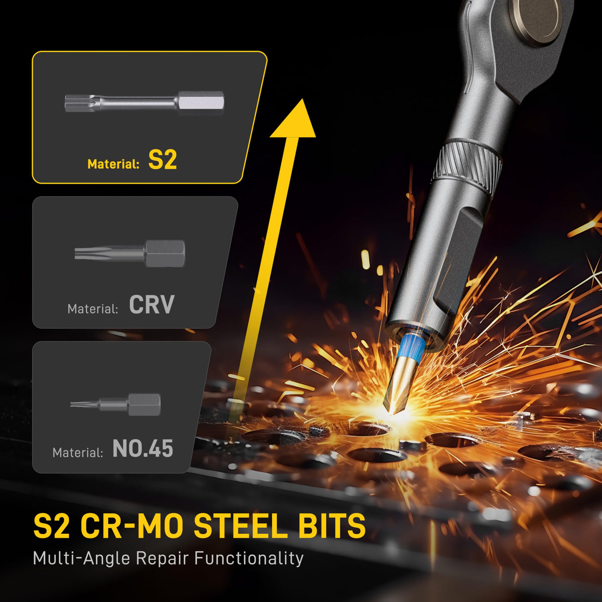 MrToNo ergonomic T-handle ratchet in action for flexible configurations.
