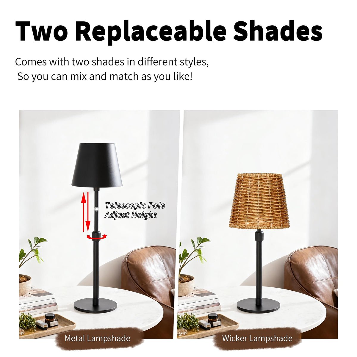 Mr.White outdoor lamp with iron shade delivers modern bedside or dining table ambiance.