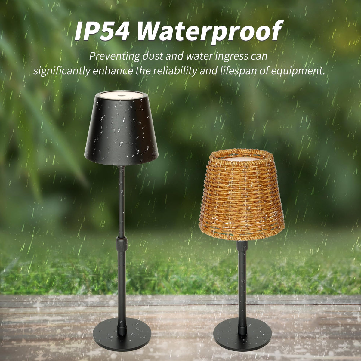 Mr.White outdoor lamp with telescopic pole adjusts height for perfect outdoor placement.