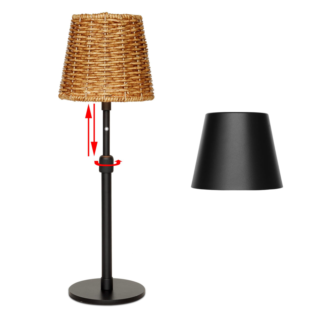 Mr.White outdoor lamp with wicker shade offers inviting patio lighting for evenings outdoors.