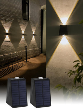 Mrzxy solar wall light with up-down glow for dusk-to-dawn exterior lighting.