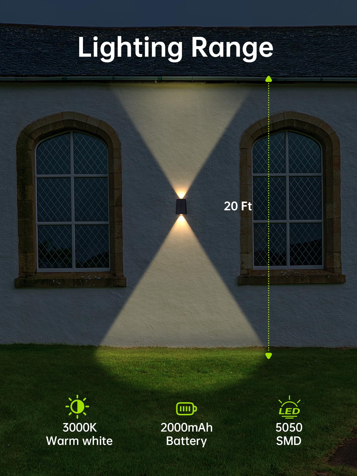 Mrzxy warm white 3000K solar sconce for porches and entryways.