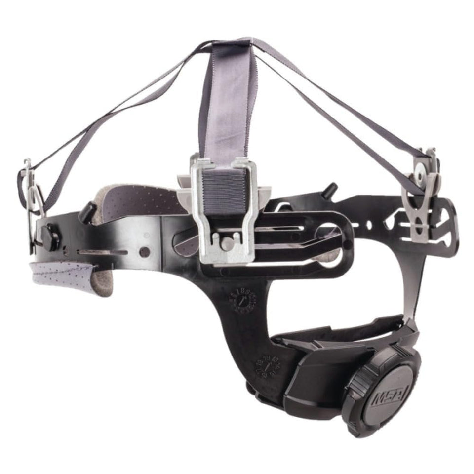 MSA Fas-Trac III replacement suspension with 4-point attachment provides secure, comfortable helmet support.
